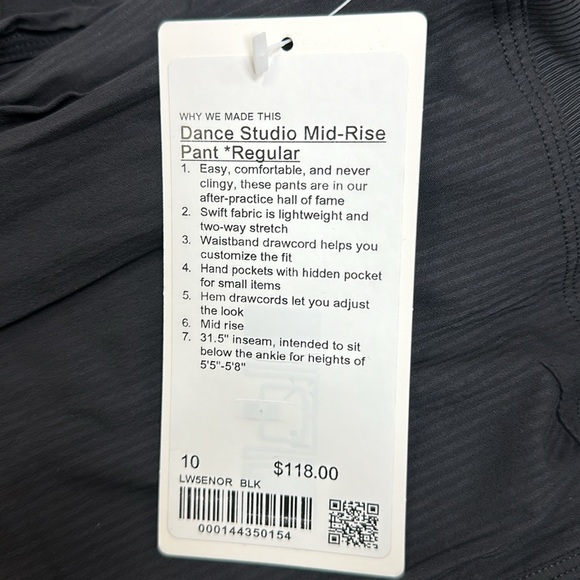 LuluLemon Dance Studio Mid-Rise Pant Regular in Black - Picture 7 of 10